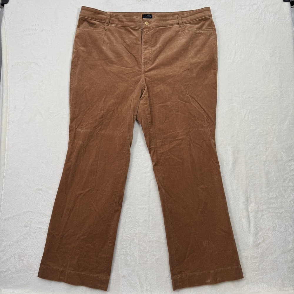 Talbots Pants Womens 18W Brown Corduroy‎ Straight Leg Stretch Mid Rise Trousers
